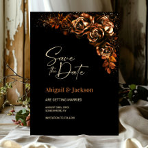 Moody Burnt Orange Bloral Wedding Save the Date