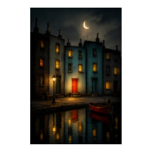 Moody-Canal-Nachtszenen-Wandkunstposter