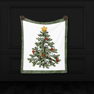 Moody Christmas Tree   Classy Dark Navy Blue Fleecedecke