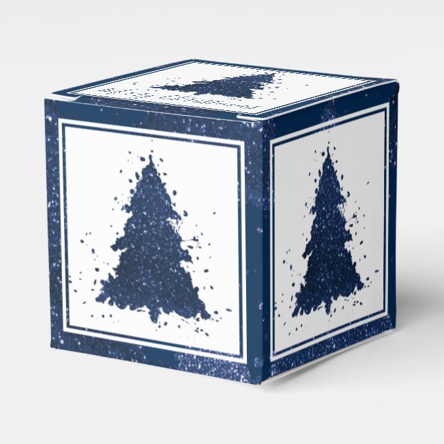 Moody Christmas Tree | Classy Dark Navy Blue Geschenkschachtel (Vorderseite)