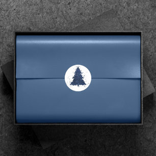 Moody Christmas Tree Classy Navy Blue Spritzer Runder Aufkleber