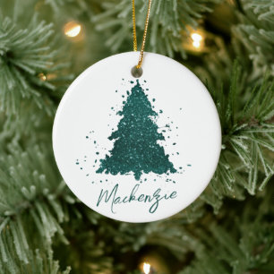 Moody Christmas Tree Dark Midnight Aquamarin Cus Keramik Ornament