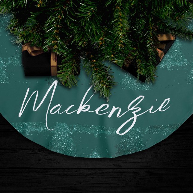 Moody Christmas Tree | Dark Midnight Aquamarin Cus Polyester Weihnachtsbaumdecke (Von Creator hochgeladen)