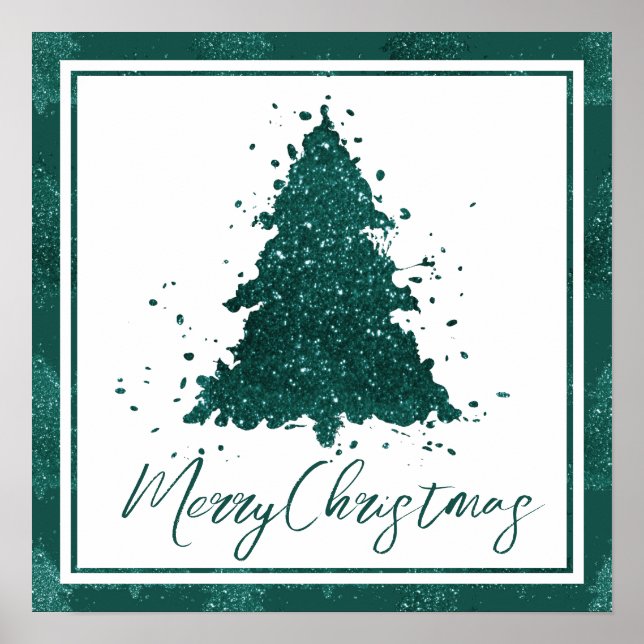 Moody Christmas Tree | Dark Midnight Aquamarin Scr Poster (Vorne)