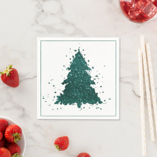 Moody Christmas Tree Deep Mitnight Aquamarin Spr Serviette