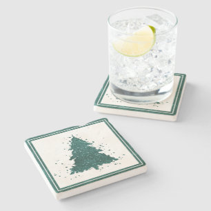 Moody Christmas Tree Dunkler Aquamariner Spritze Steinuntersetzer