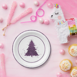 Moody Christmas Tree   Lila Spritzer Deep Plum Pappteller