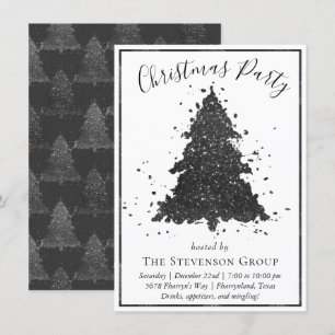 Moody Christmas Tree   Onyx Silvery Black Party Feiertagskarte