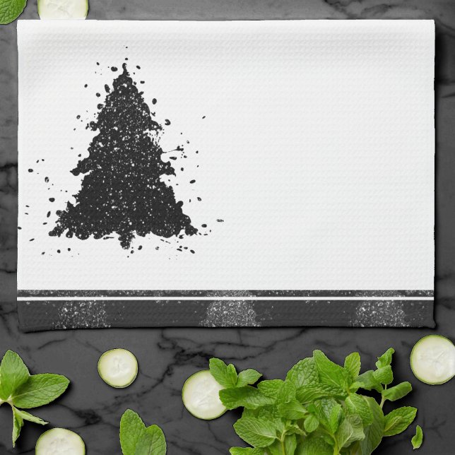 Moody Christmas Tree | Onyx Silvery Black Tree Geschirrtuch (Von Creator hochgeladen)