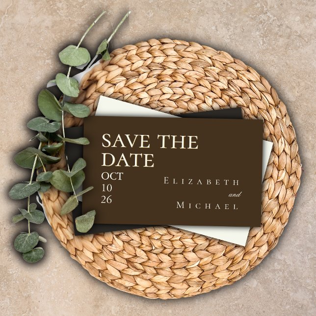 Moody Coffee Minimalist Save the Date QR Code RSVP Begleitkarte (Von Creator hochgeladen)