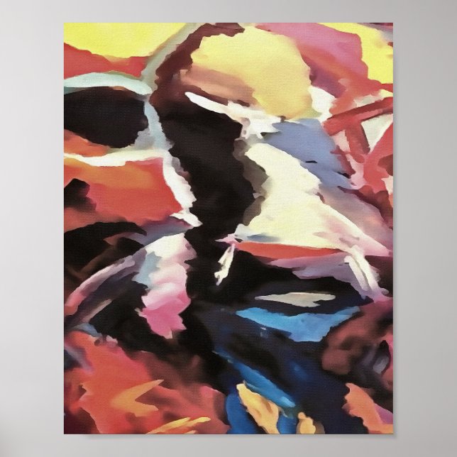 Moody Cow Multicolored Abstrakt Painting Poster (Vorne)