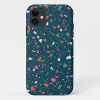 Moody Dark Aquamarin Terrazzo Phone Case
