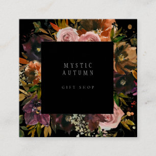 Moody Dark Black Herbst Blumenladen Quadratische Visitenkarte