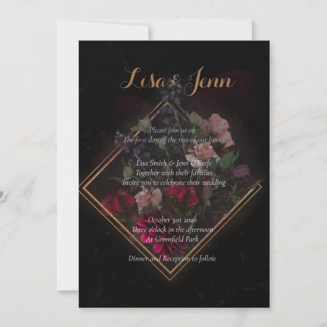 Moody Dark Boquet Wedding Invitations (Devant)