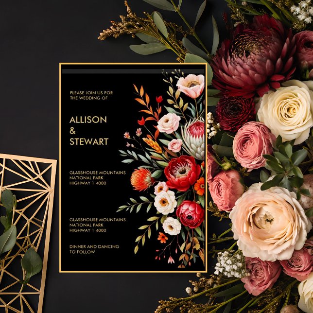 Moody Dark Floral Botanical Elegance Wedding Einladung (Von Creator hochgeladen)