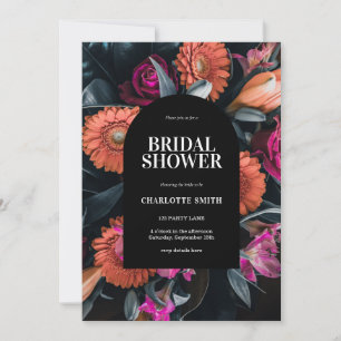 Moody Dark Floral Bridal Dusche Einladung