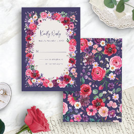 Moody Dark Floral RSVP Karte