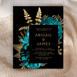 Moody Dark Floral Turquoise Gold Hochzeit