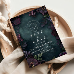 Moody Dark Floral Wedding Save The Date