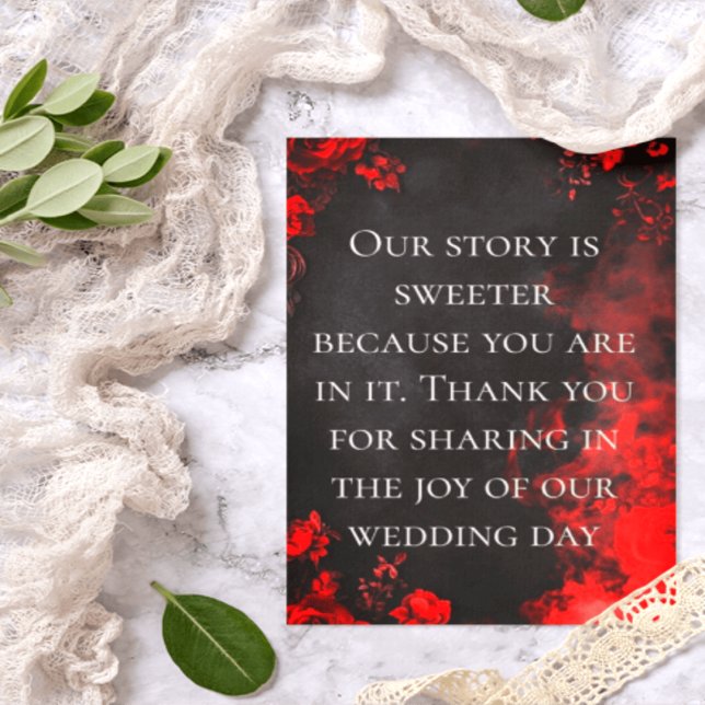 Moody Dark Red Rose Wedding Thank You Note Dankeskarte (Von Creator hochgeladen)