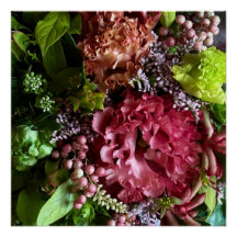 Moody Deep Purple Lisianthus and Muscari Poster