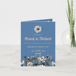 Moody Denim & Navy Foto Custom Wedding Einladung