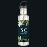 Moody dunkelblumenmodern und elegant personalisier edelstahlflasche<br><div class="desc">Moody dunkelgestrichene Blumen und Blattwerk modern elegant gestylt auf Trend Design. Platz,  um mit Namen und Initialen personalisiert zu werden.</div>