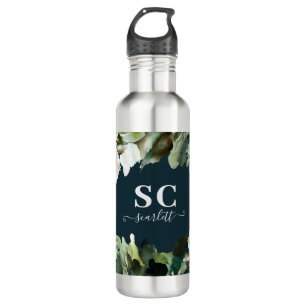 Moody dunkelblumenmodern und elegant personalisier edelstahlflasche