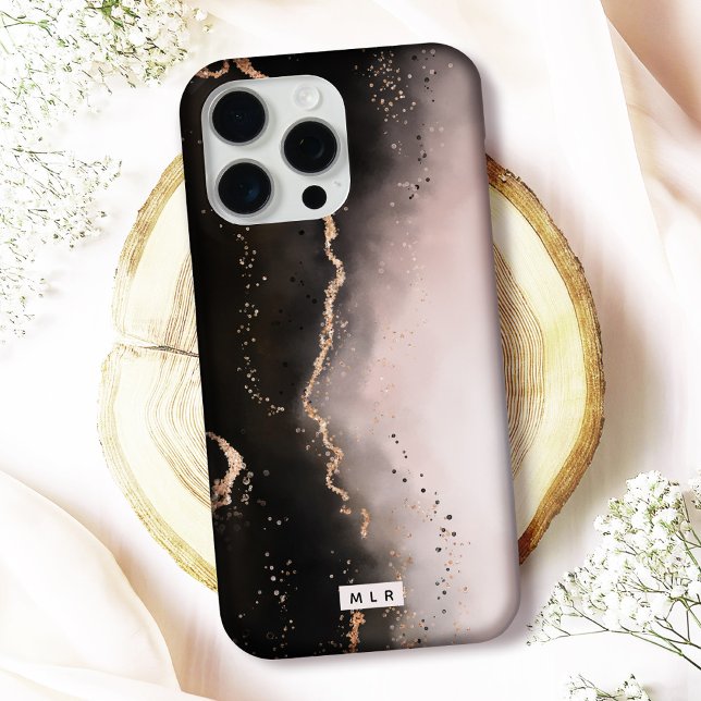 Moody Dusty Pink Ombre Gradient Modern Mit Monogra Case-Mate iPhone Hülle (Protect your phone in style with this elegant "Ethereal Mist" monogrammed iPhone case)