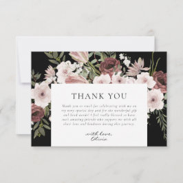 Moody Dusty Rose Floral Brautparty Dankeskarte