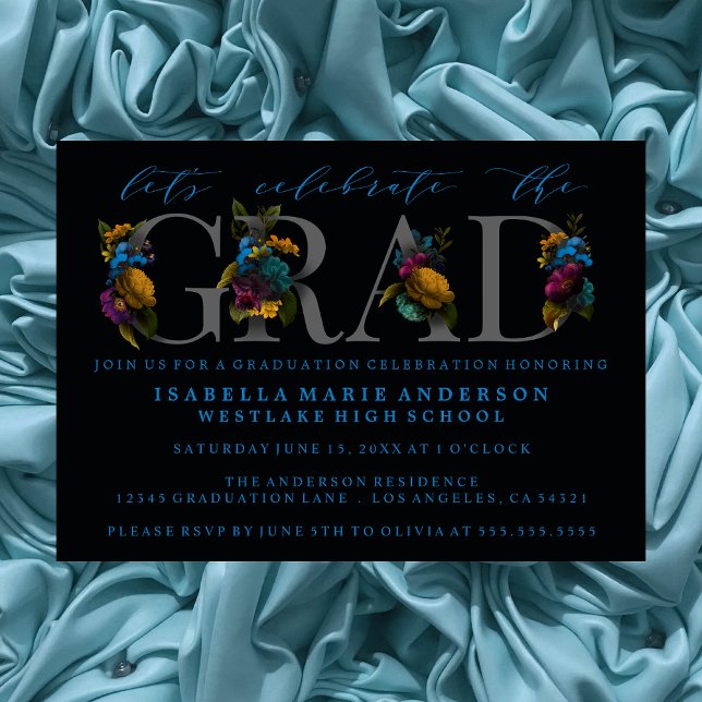 MOODY ELEGANT FLORAL GRADUATION PARTY INVITATION EINLADUNG (Von Creator hochgeladen)