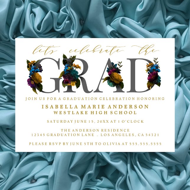 MOODY ELEGANT FLORAL GRADUATION PARTY INVITATION EINLADUNG (Von Creator hochgeladen)