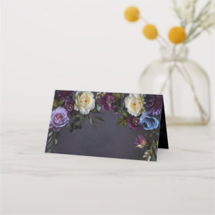 Moody Elegant Lila Gothic Floral   zweiseitig Platzkarte