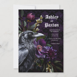 Moody Elegant Lila Gothic Garden Floral Crow Einladung