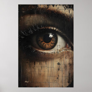 Moody Eye Floral Druck, Gothic Cottagecore Wand Poster