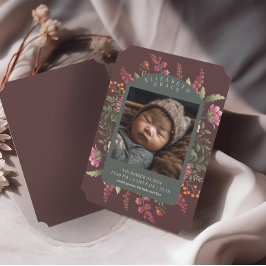 Moody Fall Floral Border Baby Birth Ankündigung