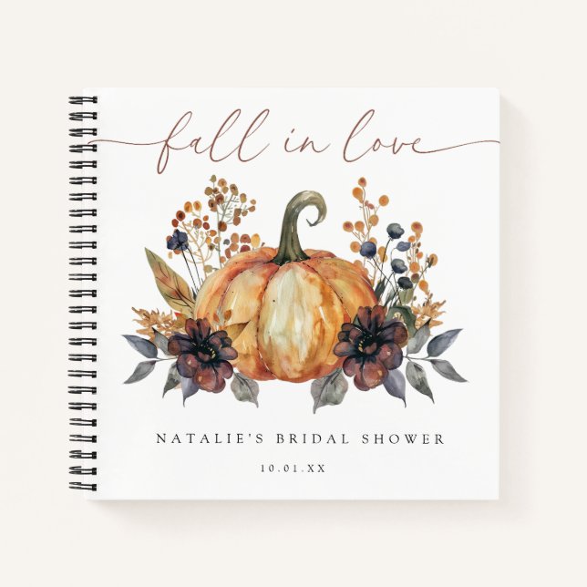 Moody Fall Floral Brautparty Guest Book Notizbuch (Vorderseite)