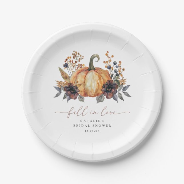 Moody Fall Floral Brautparty Pappteller (Vorderseite)