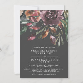 Moody Fall Floral Burst Lila Hochzeit Einladung
