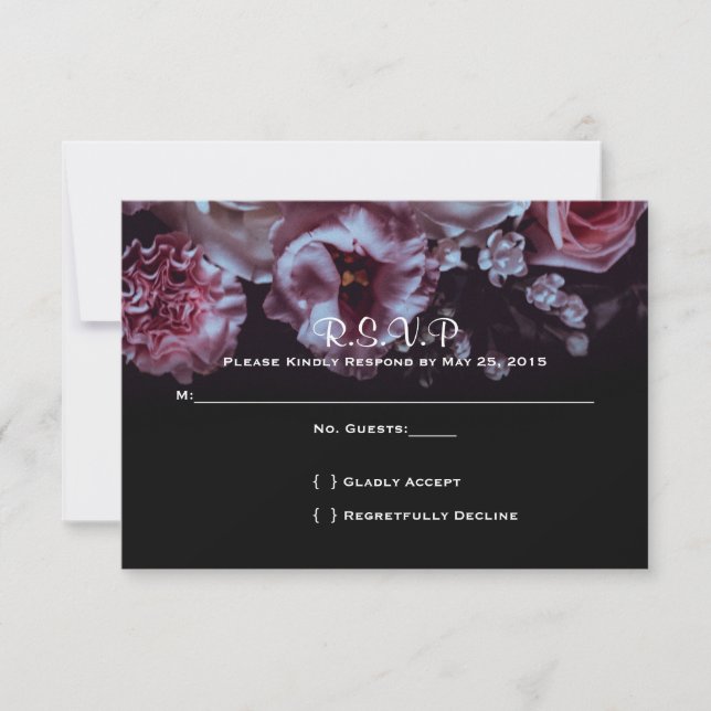 Moody Floral and Black Wedding RSVP (Vorderseite)