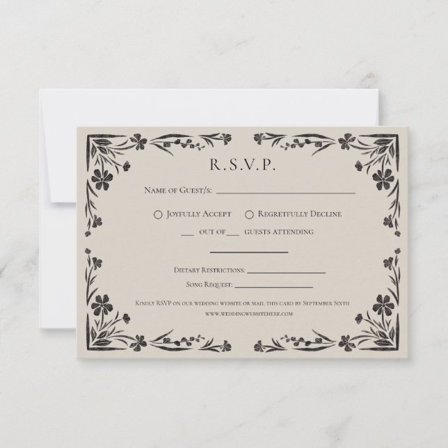 Moody floral gothic Wedding Wedding RSVP Card (Vorderseite)