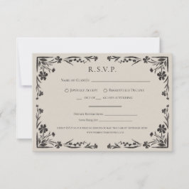 Moody floral gothic Wedding Wedding RSVP Card Karte