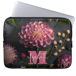 Moody Floral Mit Monogramm Laptopschutzhülle