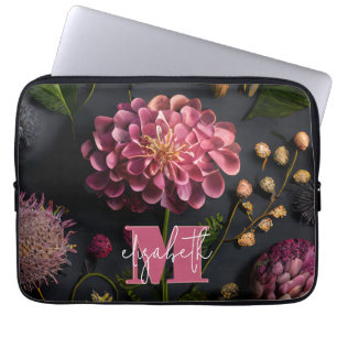 Moody Floral Mit Monogramm Laptopschutzhülle