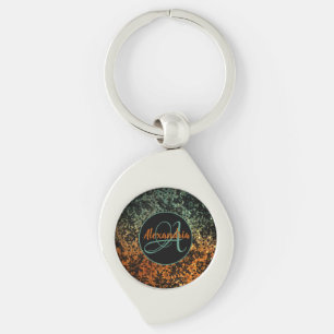 Moody Floral Monogram Personalisiert Shimmery Schlüsselanhänger
