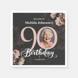 Moody Floral Pink, Moody Pink, 90. Geburtstag, Cus Serviette