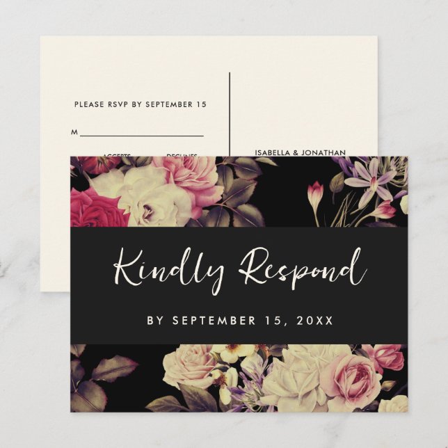 Moody Floral UAwg Hübsch Script Auswahl Einladungspostkarte (Vorne/Hinten)