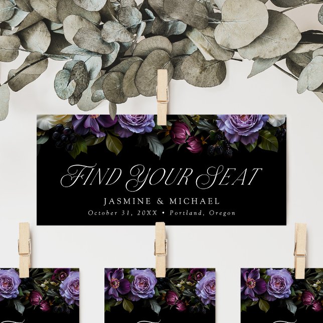 Moody Floral Wedding Find Your Seat Header Card Einladung (Von Creator hochgeladen)