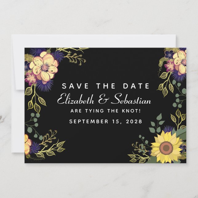 Moody Floral Wedding speichern das Datum Save The Date (Vorderseite)