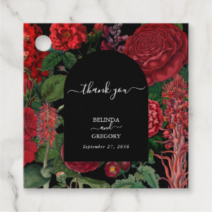 Moody Florals Black Arch Burgundy Red Wedding Geschenkanhänger